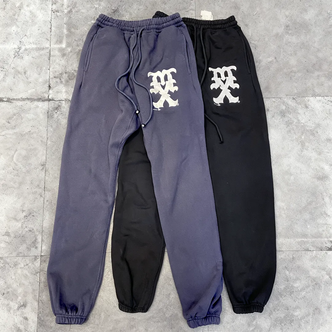 SAINT MICHAEL American street retro letter print washed and distressed loose casual leggings trousers and sweatpants Style number: SM650 Size: S-M-L-XL Color: black-blue Price: P236
